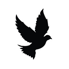 Flying Dove Bird Silhouette Vector . Peace Symbol Vector Icon.
