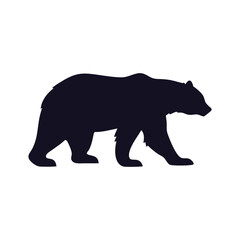 Grizzly Bear Walking Silhouette Vector Icon Graphic.