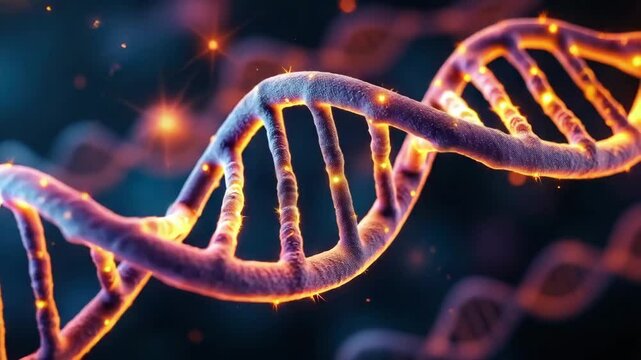 Vibrant DNA Double Helix Structure Illuminated Genetic Material in Molecular Biology and Science Showcasing Lifes Essence