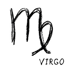 Hand drawn virgo zodiac sign Esoteric symbol doodle Astrology clipart Element for design