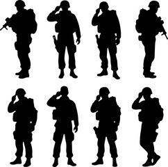  military, army, advance Soldiers Advancing Up Hill Silhouette vector bundle