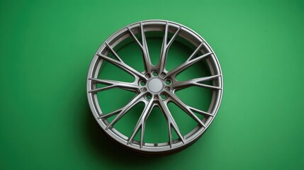 Bold spoke design of alloy wheel on bright green backdrop