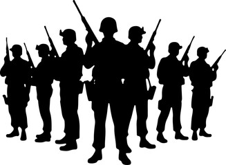  military, army, advance Soldiers Advancing Up Hill Silhouette vector bundle