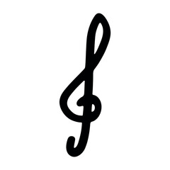 Obraz premium Treble clef doodle. Hand drawn musical symbol. Single element for print, web, design, decor, logo