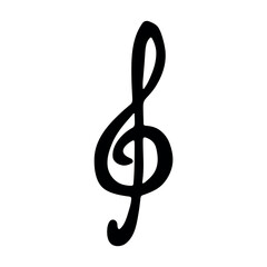 Fototapeta premium Treble clef doodle. Hand drawn musical symbol. Single element for print, web, design, decor, logo