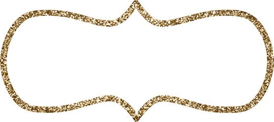 Ornate gold glitter frame on transparent background.