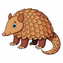 vector illustration of cartoon pangolin