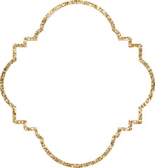 Ornate gold glitter frame on transparent background.