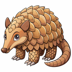 vector illustration of cartoon pangolin