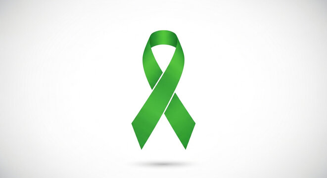 Green ribbon awareness symbol for lymphoma mental health and kidney cancer