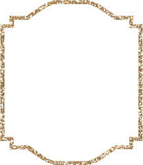 Elegant gold glitter frame on transparent background.