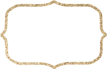 Elegant gold glitter frame on transparent background.