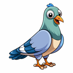 Obraz premium cartoon pigeon with a sign