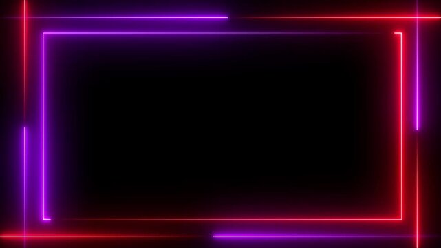animated neon border frame  colorful laser how seamless on a black background 4k video animation ....