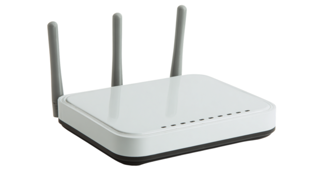 Wi-Fi router, small modern WiFi router with antennas, isolated 