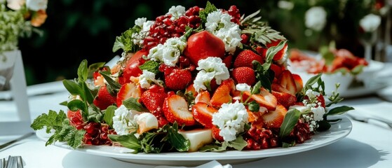 Elegant Strawberry and Flower Salad A Culinary Delight