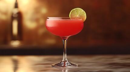 Summer red cocktail drink with tequila grapefruit and lime juice