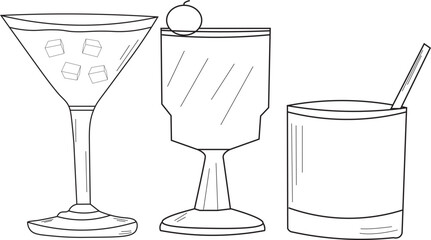 The Illustration of 3 glass of mocktail