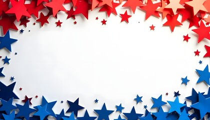 4th July background Red and Blue Stars Border on White Background - Patriotic Design