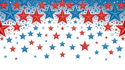 4th July background Red and Blue Stars Border on White Background - Patriotic Design