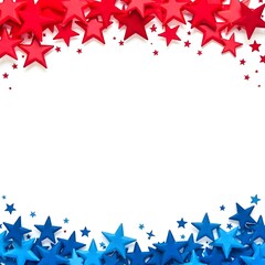 4th July background Red and Blue Stars Border on White Background - Patriotic Design