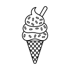 ice cream cone illustration vector style coloring page
