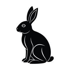 Charming flat design silhouette of a rabbit sitting upright perfect for graphic design and illustration projects