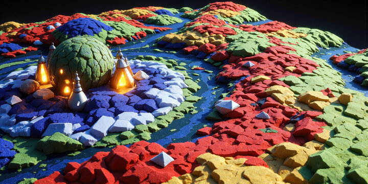 Negotiation Position Mapping Complex multi-party negotiation dynamics visualized as a topographic landscape showing zones of possible agreement, leverage points