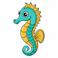 vector illustration of a cartoon seahorse