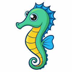 Fototapeta premium vector illustration of a cartoon seahorse