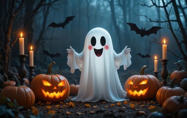 halloween night scene with bats