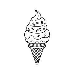 ice cream cone illustration vector style coloring page 