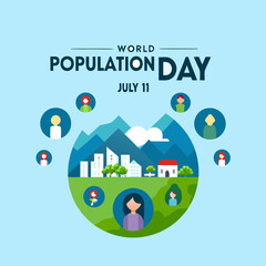Fototapeta premium Creative World Population Day Poster Vector Illustration | Awareness Design for Global Population, Sustainability, and Human Rights