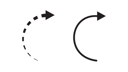 Searchable Title: Curved Arrows Icon Set - Solid and Dotted Arc Symbols