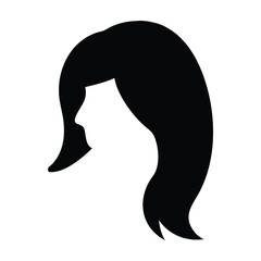 Elegant vector silhouette of a woman's head with flowing hair, a beautiful and stylish design icon