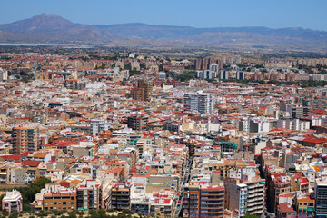 Dense Urban Core of Alicante with Scenic Mountain Backdrop, Spain