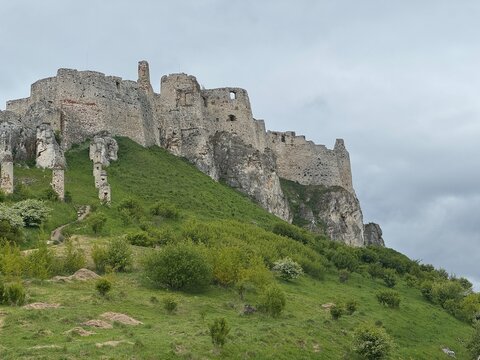Slovakian spi&scaron; castle on top of a hill