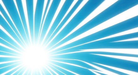 Bright Blue Light Rays Bursting Outwards from a Central Point