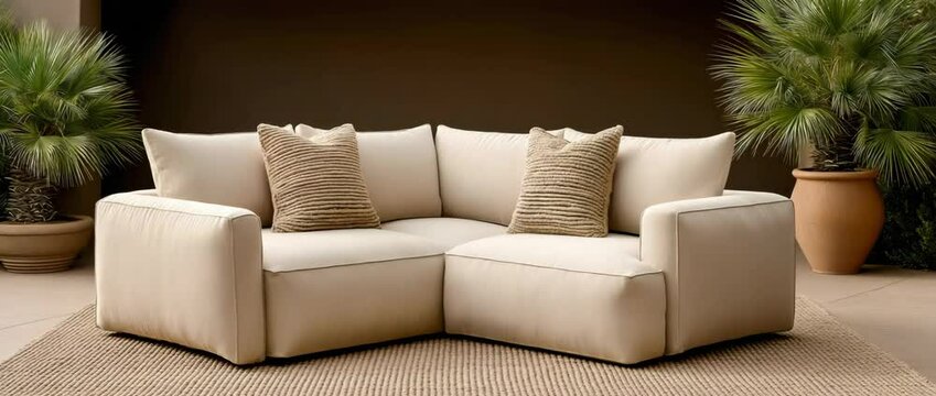 Cozy corner sofa, a blend of minimalist aesthetic and tranquil comfort. The modern design of the corner sofa is an oasis for relaxation. Its inviting embrace promises a respite from the day's hustle.