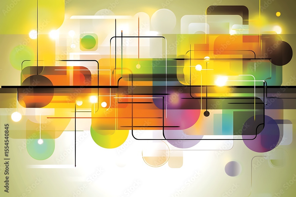 Poster abstract geometric shapes background with vibrant colors and modern design elements. vector art
