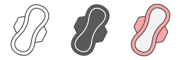 Sanitary napkin icon collection, protection and hygiene, sanitary pad sign vector set graphics, editable stroke linear icon, eps 10