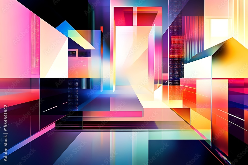 Aufkleber abstract geometric architecture with vibrant colors and modern design for creative projects