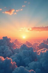 Softly fading clouds across a serene sky at sunset with warm golden hues, airy, gentle