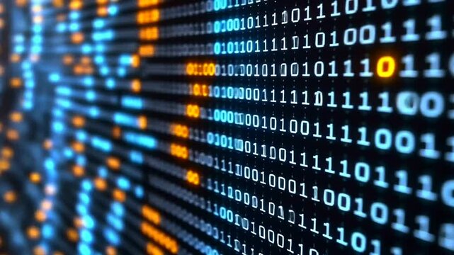 Digital rivers flow with binary code