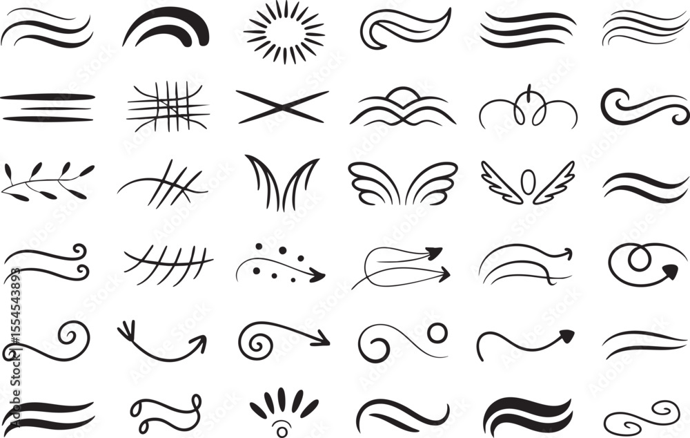 Aufkleber decorative swirls and flourishes vector collection elegant design elements for invitations and graph