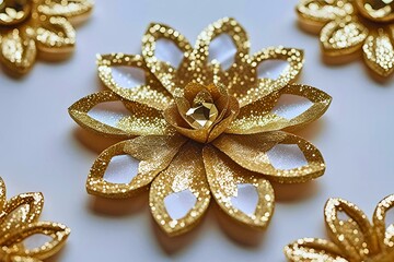 Golden Jasmine Flower on Black Background | Illustration
