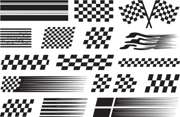 Racing Flags and Checkered Patterns A Collection of Motorsport-Inspired Graphics for Dynamic Designs Featuring Speed, Competition, and Victory Elements