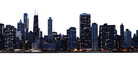 Night City Skyline Isolated White