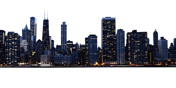Fototapeta Night city skyline isolated on a white background png ai generated