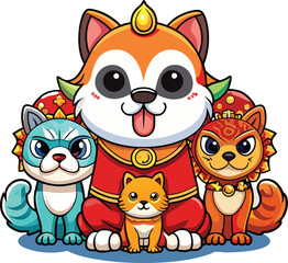 Naklejka premium set of funny cartoon dogs